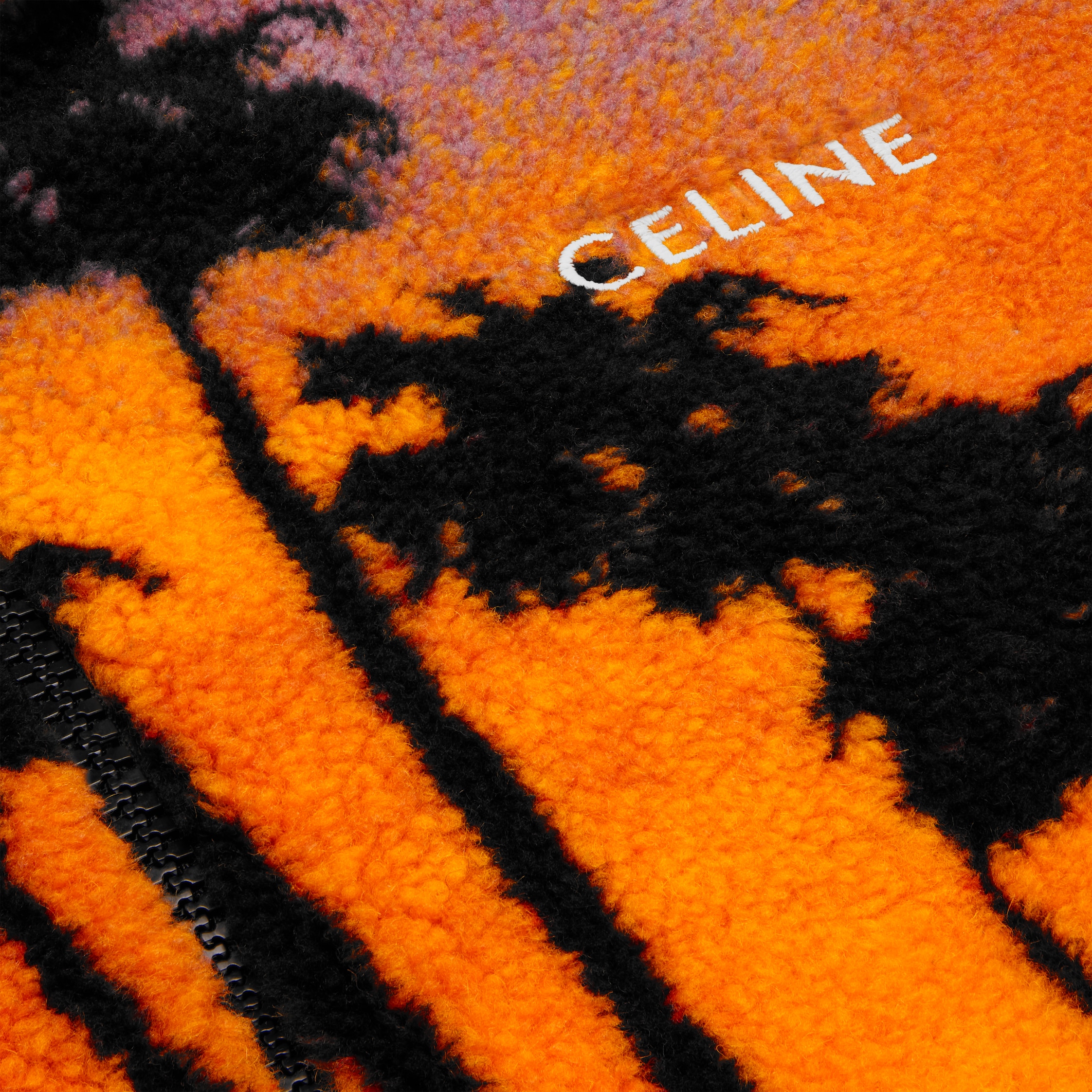 CELINE 関税込 celine hooded jacket in jersey fleece Logo-Embroidered Fleece Hooded Bomber Jacket من CELINE HOMME