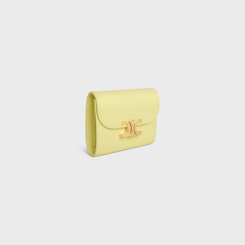 Small Flap Wallet TRIOMPHE IN Shiny calfskin - CITRUS - WALLETS - 1 | CELINE
