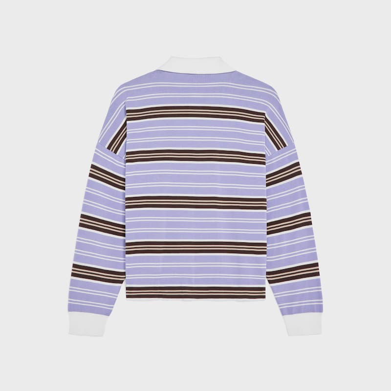 polo sweater IN striped cotton - LILAC/BROWN/ECRU -  - 1 | CELINE