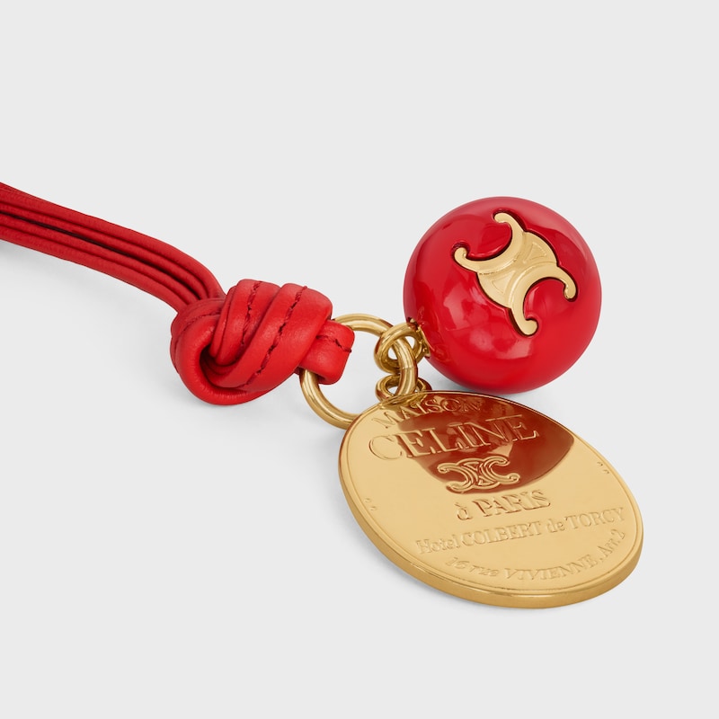 MAISON CELINE MEDALLION CHARM IN SMOOTH LAMBSKIN AND METAL - ULTRA RED - BAG CHARMS - 1 | CELINE