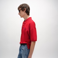 polo jersey de coton piqu&eacute; - LIVE RED/ BLEU DENIM -  - 2 | CELINE