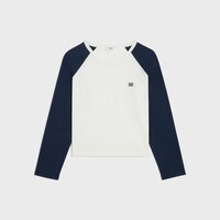 TRIOMPHE棉质平纹针织T恤 - 荧光白/海军蓝 -  - 1 | CELINE