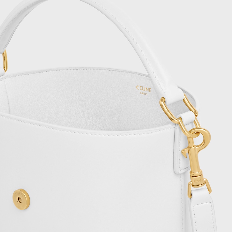 SMALL BUCKET LOUISE IN SMOOTH CALFSKIN - ARCTIC WHITE - MORE LINES - 1 | CELINE