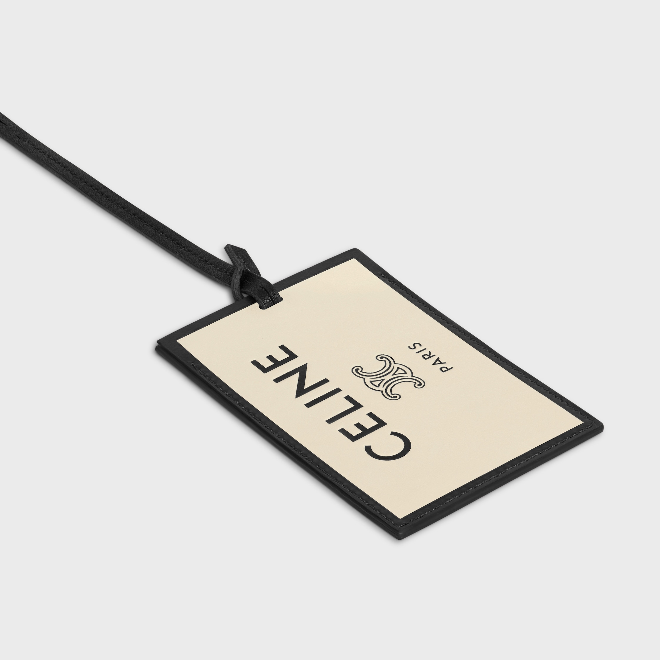 LUGGAGE TAG IN SMOOTH LAMBSKIN - BLACK / WHITE | CELINE