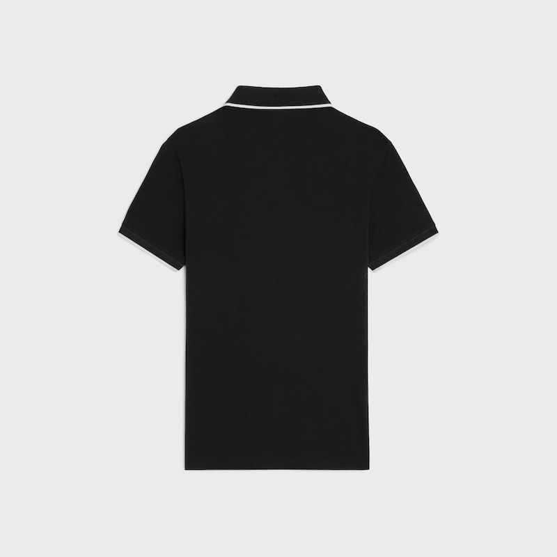 classic polo shirt in cotton piqu&eacute; - BLACK / WHITE -  - 1 | CELINE