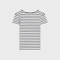 t-shirt IN striped silk jersey - OFF WHITE / BLACK -  - 2 | CELINE