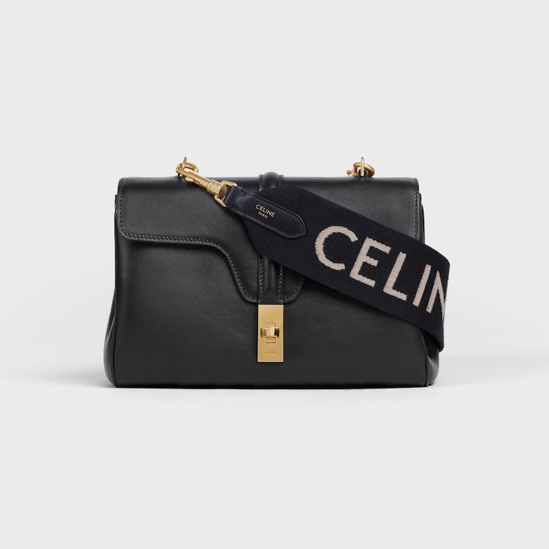 LONG STRAP IN WOOL WITH CELINE JACQUARD - BLACK / WHITE - BAG CHARMS - 1 | CELINE