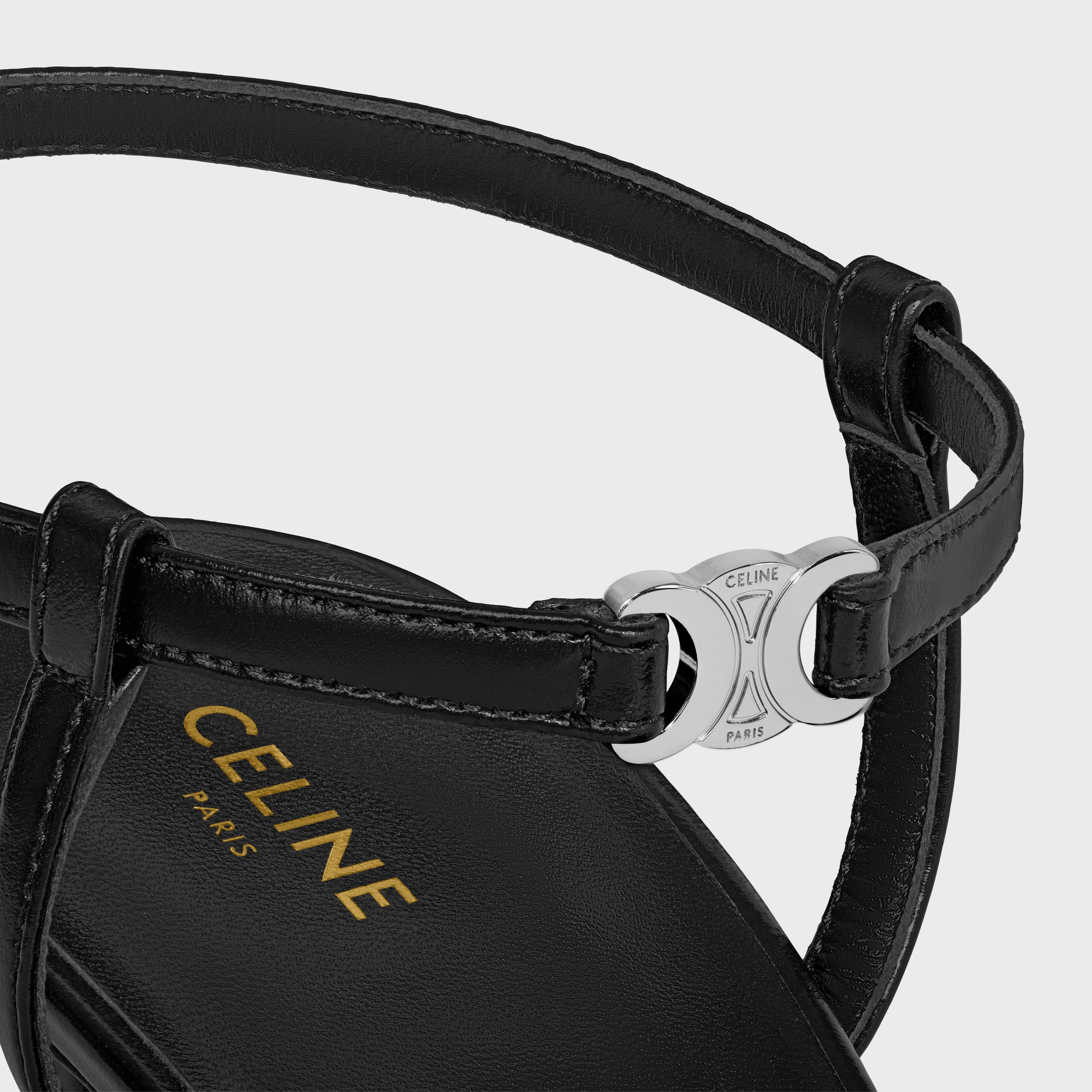 CELINE KITTEN TRIOMPHE STRAP PUMP IN SEQUINS & CALFSKIN