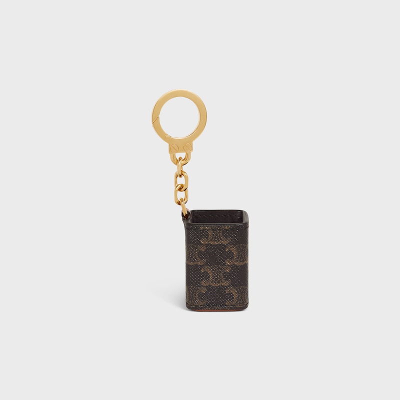 Miniature Perfume Holder Charm in Triomphe Canvas and calfskin - BLACK - BEAUTY ACCESSORIES - 1 | CELINE