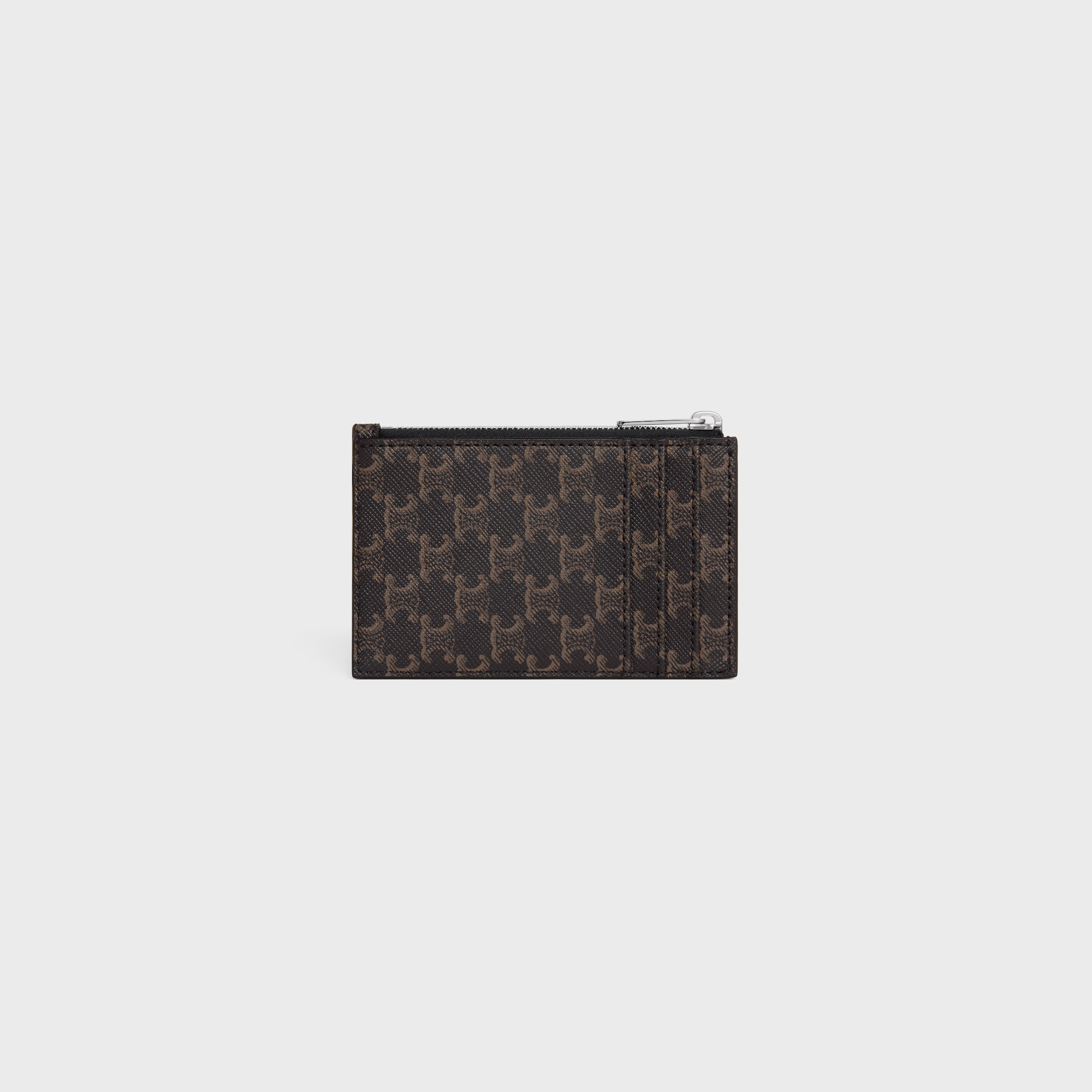 ZIPPED CARD HOLDER IN TRIOMPHE CANVAS AND LAMBSKIN - BLACK