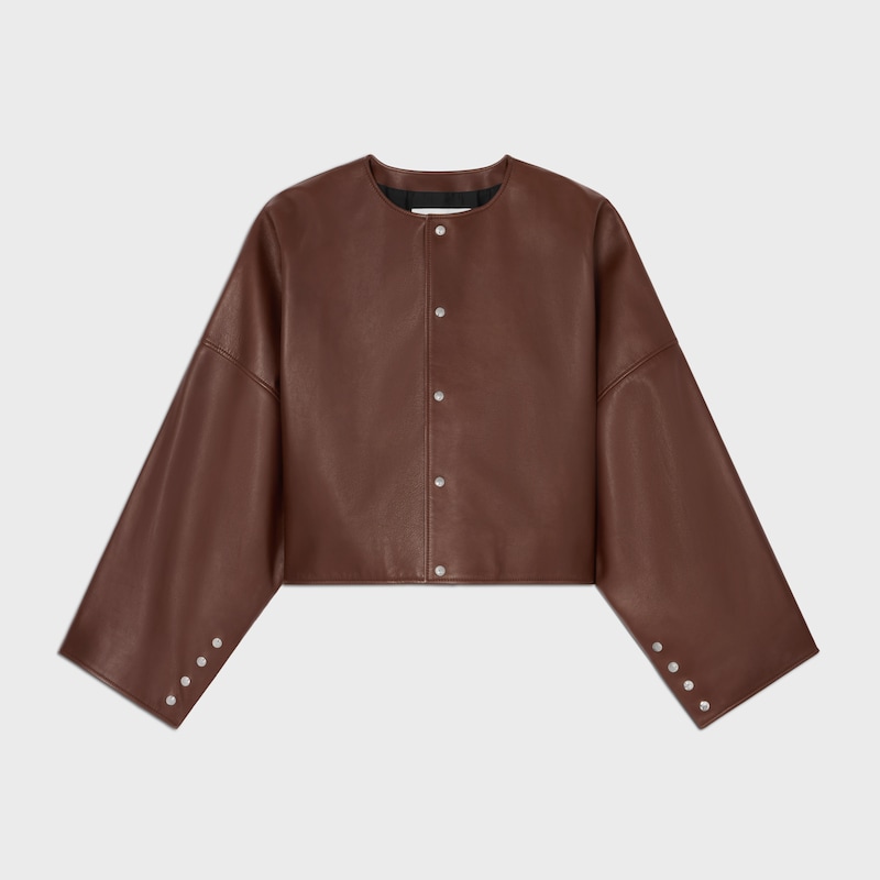 cardigan jacket IN lambskin - MAHOGANY -  - 1 | CELINE