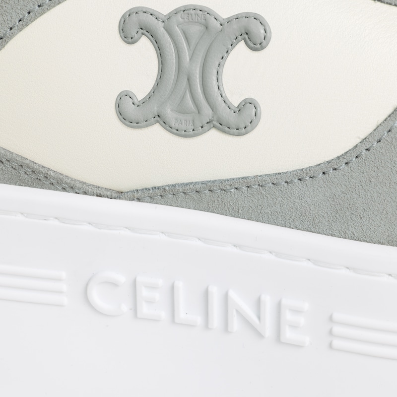 BLOCK WEDGE SNEAKER IN CALFSKIN AND SUEDE CALFSKIN - Optic White/Grey -  - 1 | CELINE