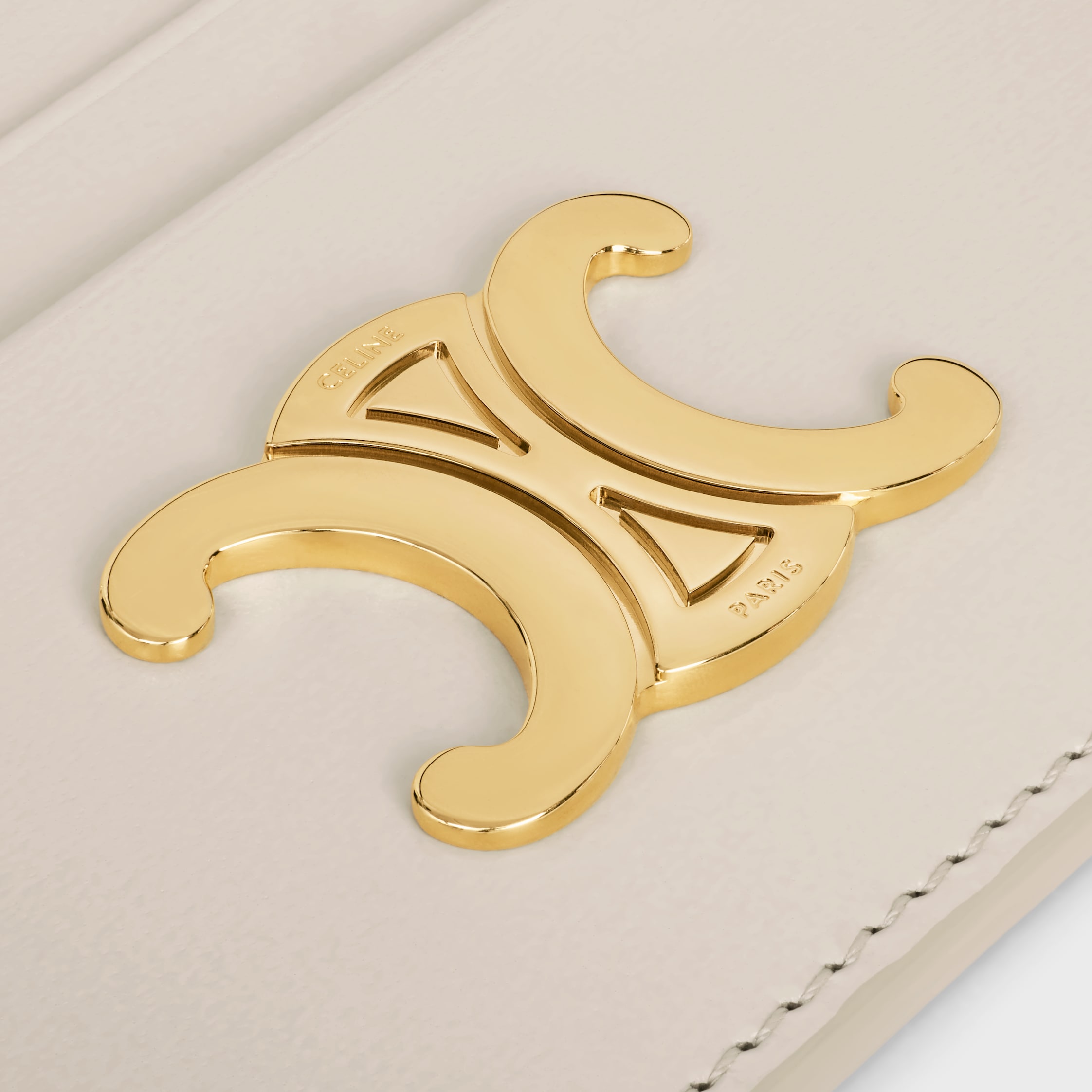 CARD HOLDER TRIOMPHE IN SHINY CALFSKIN - PALE BEIGE | CELINE
