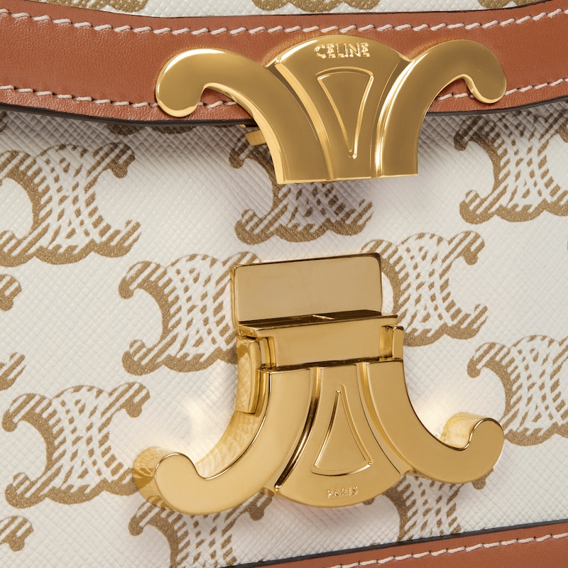 TEEN TRIOMPHE BAG IN Triomphe Canvas and Calfskin - WHITE - TRIOMPHE CANVAS - 1 | CELINE