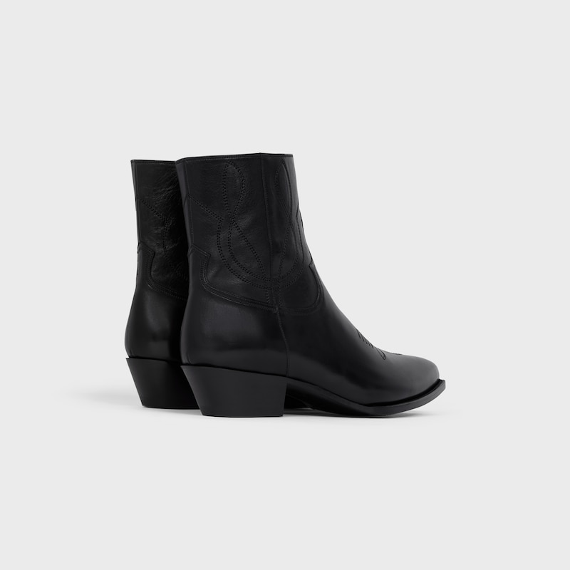 CELINE WESTERN ZIPPED BOOTS in Calfskin - BLACK -  - 1 | CELINE