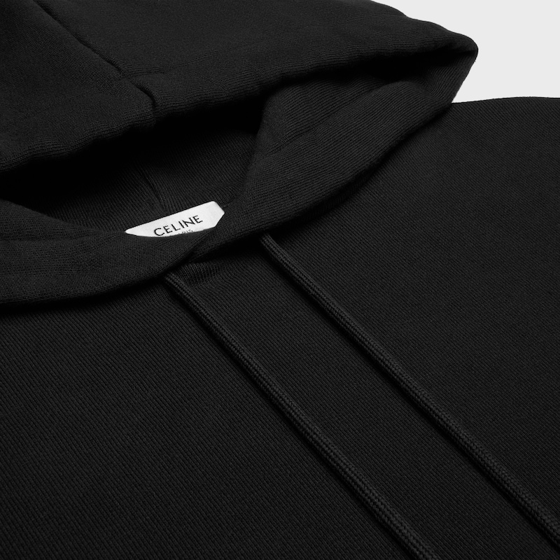 Kurz geschnittener Hoodie AUS Baumwollfleece - SCHWARZ/ROUGE CERISE -  - 1 | CELINE