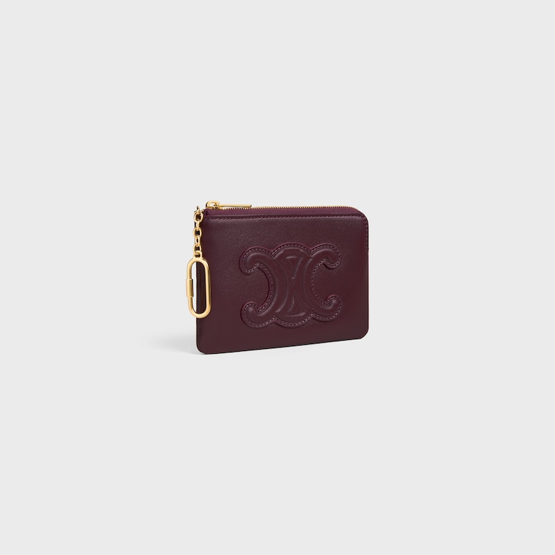 Coin Purse Cuir Triomphe IN smooth calfskin - DEEP BURGUNDY - COIN AND CARD HOLDERS - 1 | CELINE