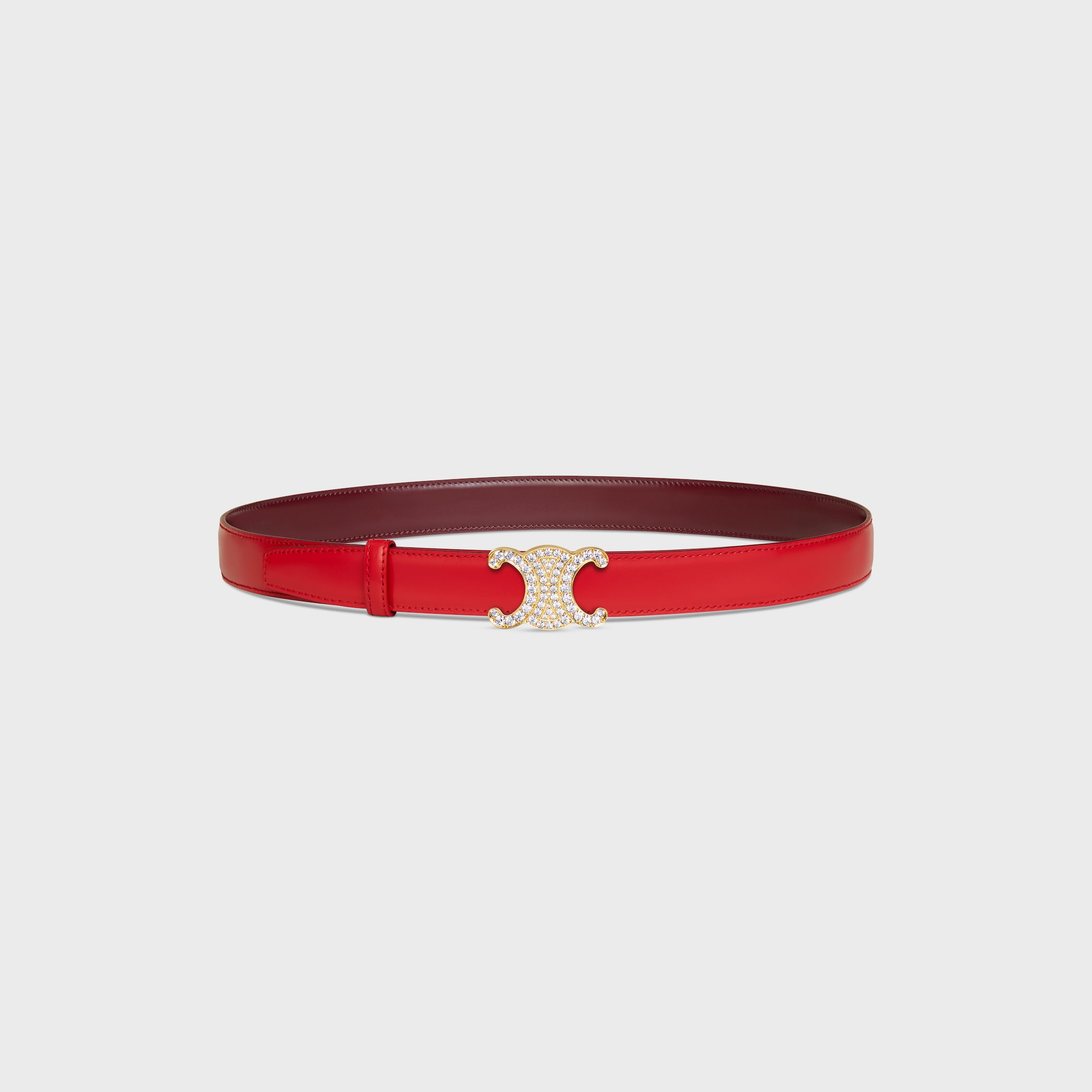 TRIOMPHE BUCKLE & REVERSIBLE STRAP 25MM - SYRAH / ULTRA RED | CELINE