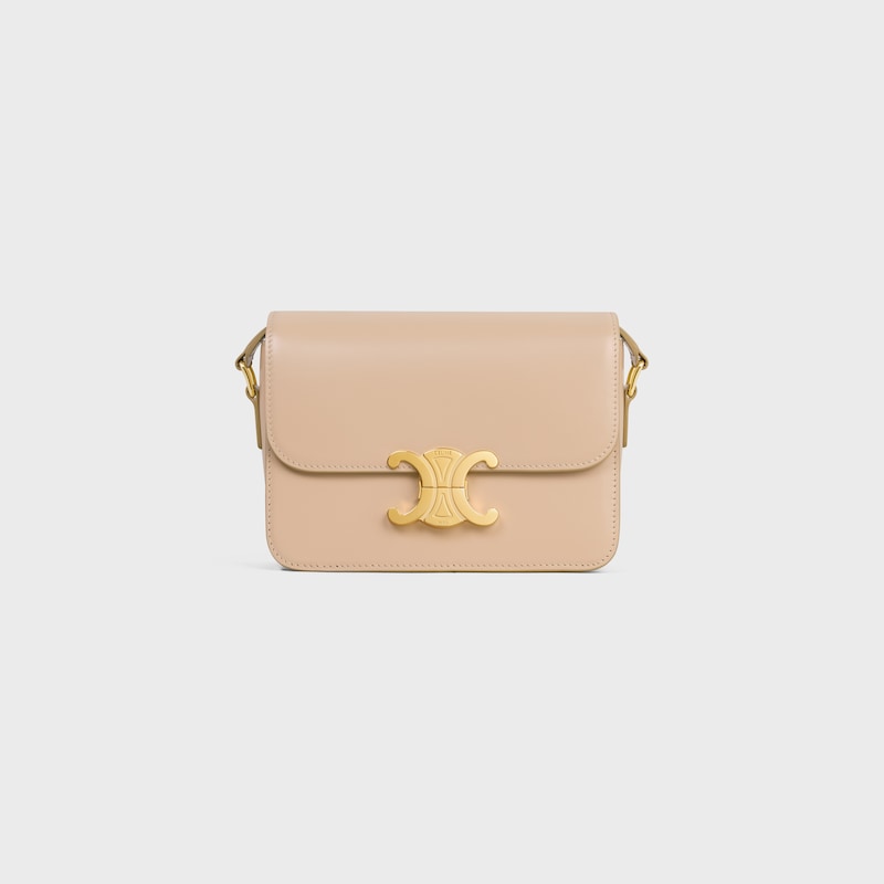 Teen Triomphe Bag in shiny calfskin - OAT BEIGE - CROSS-BODY BAGS - 1 | CELINE