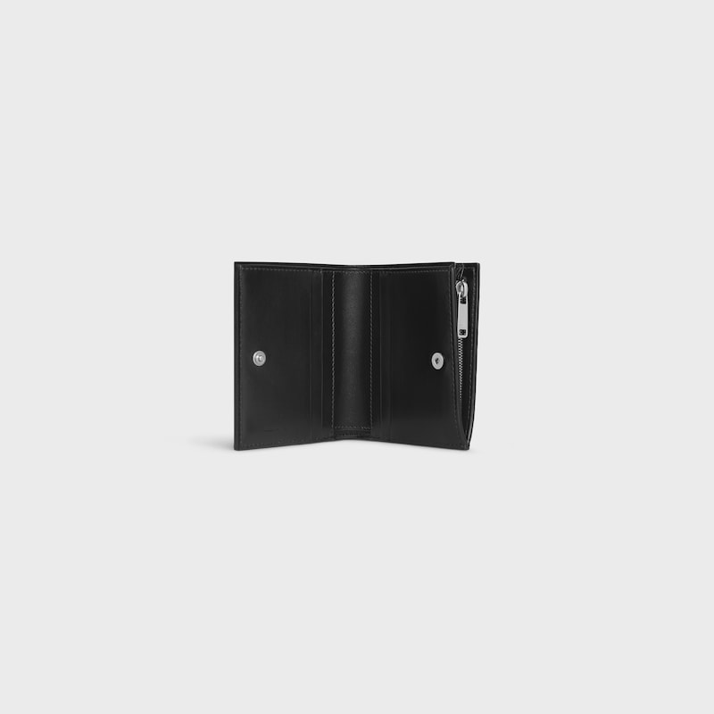 Compact Wallet IN CALFSKIN WITH TRIOMPHE EMBOSSED - BLACK - WALLETS - 1 | CELINE