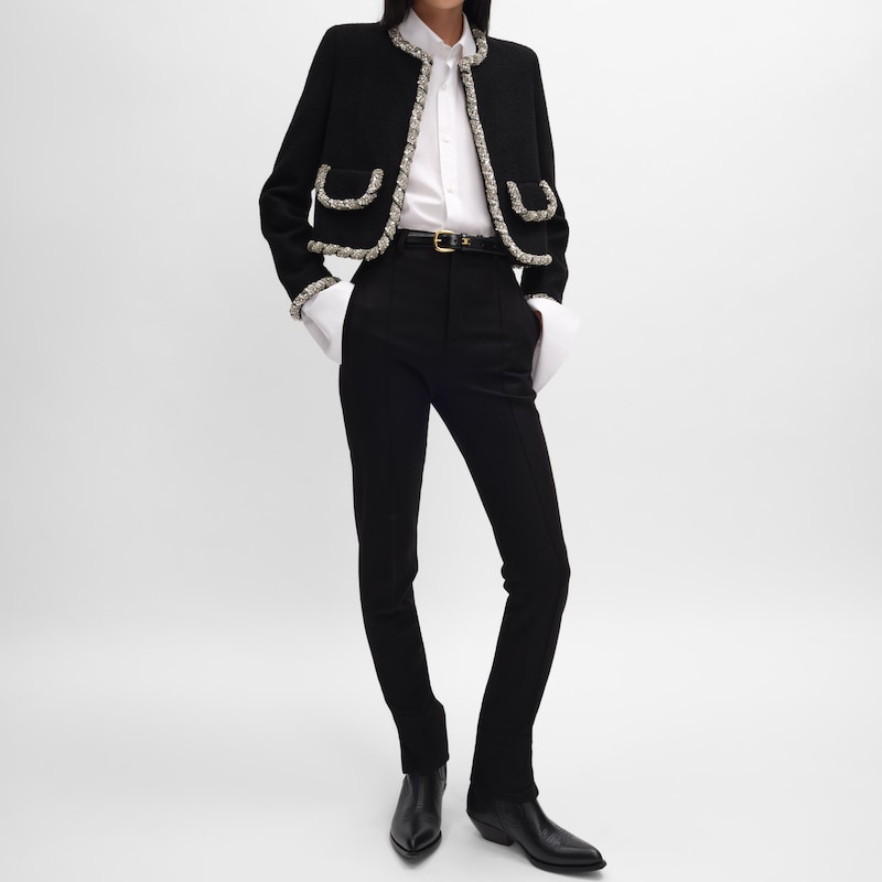 embroidered icone jacket IN wool natt&eacute; - BLACK -  - 1 | CELINE