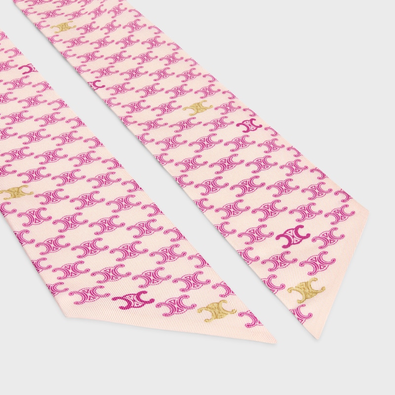 桑蠶絲斜紋布垂巾 - 粉紅色/金色 -  - 1 | CELINE