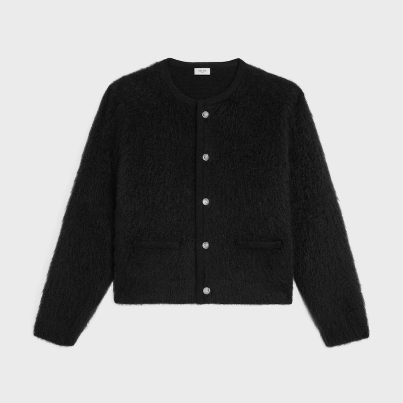 Cardigan in mohair spazzolato - NERO -  - 1 | CELINE