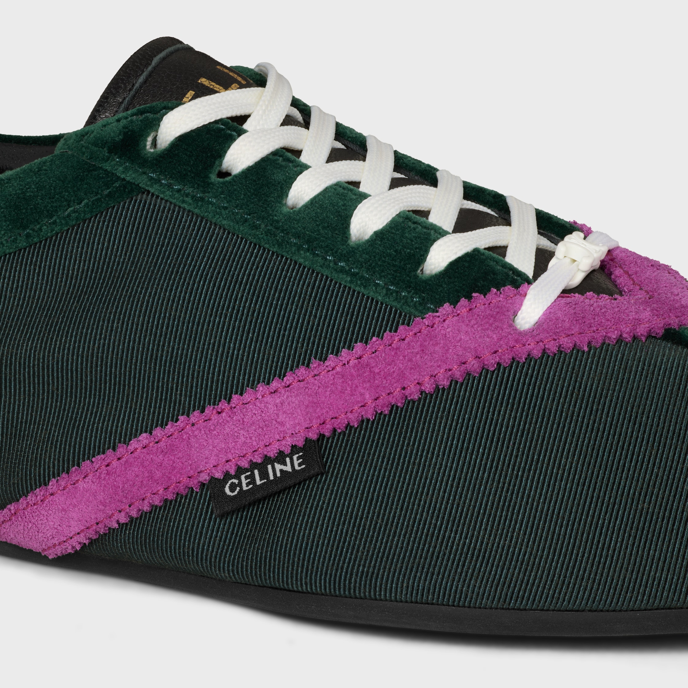 THE FLAT SNEAKER IN GROS GRAIN, VELVET, SUEDE CALFSKIN AND