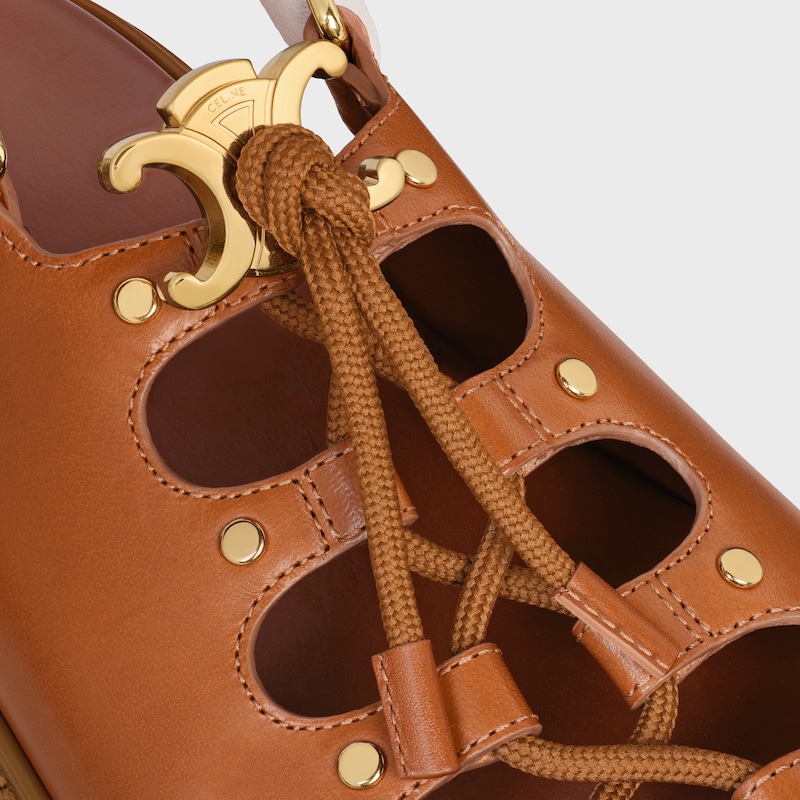 CELINE BILLIE牛皮革及織物粗跟涼鞋 - 黃褐色 / 淡褐色 -  - 1 | CELINE