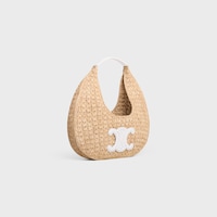 celine classic panier HOBO BAG IN Raffia and Calfskin - WHITE - CLASSIC PANIER - 2 | CELINE