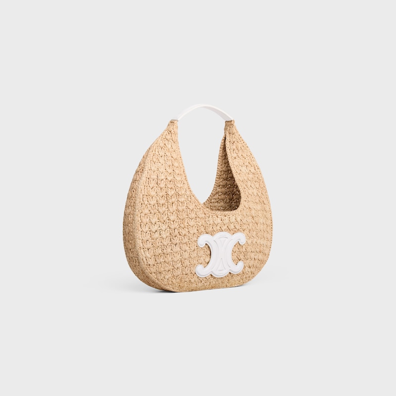 celine classic panier HOBO BAG IN Raffia and Calfskin - WHITE - ÉTÉ CELINE - 1 | CELINE