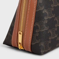 MEDIUM COSMETIC POUCH IN TRIOMPHE CANVAS AND CALFSKIN - TAN - TRAVEL - 1 | CELINE