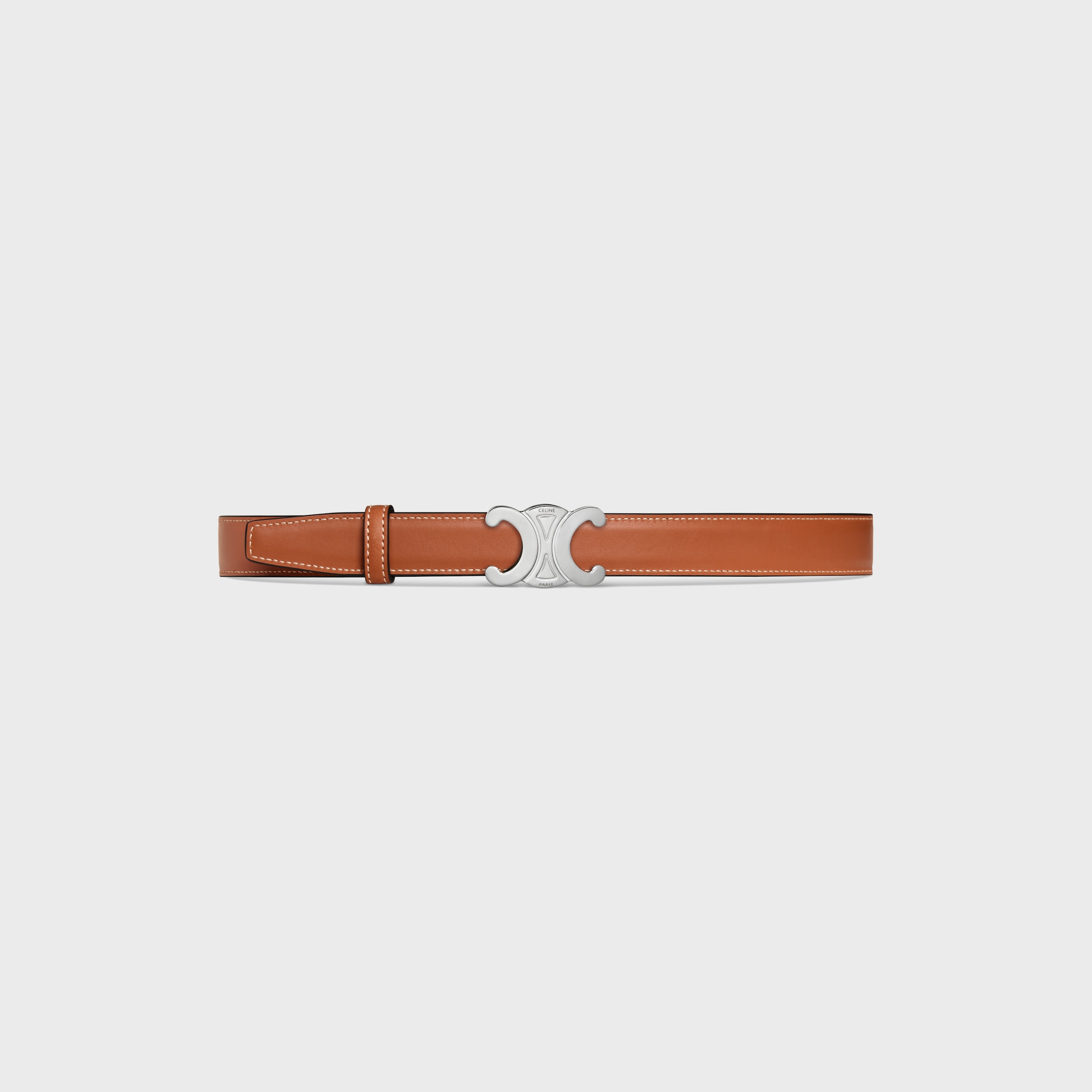25AW☆直営CELINE BC-16 25MM レザー ベルト 45BLR3A01.38NO TRIOMPHE BUCKLE & REVERSIBLE STRAP 25MM - BLACK / TAN | CELINE