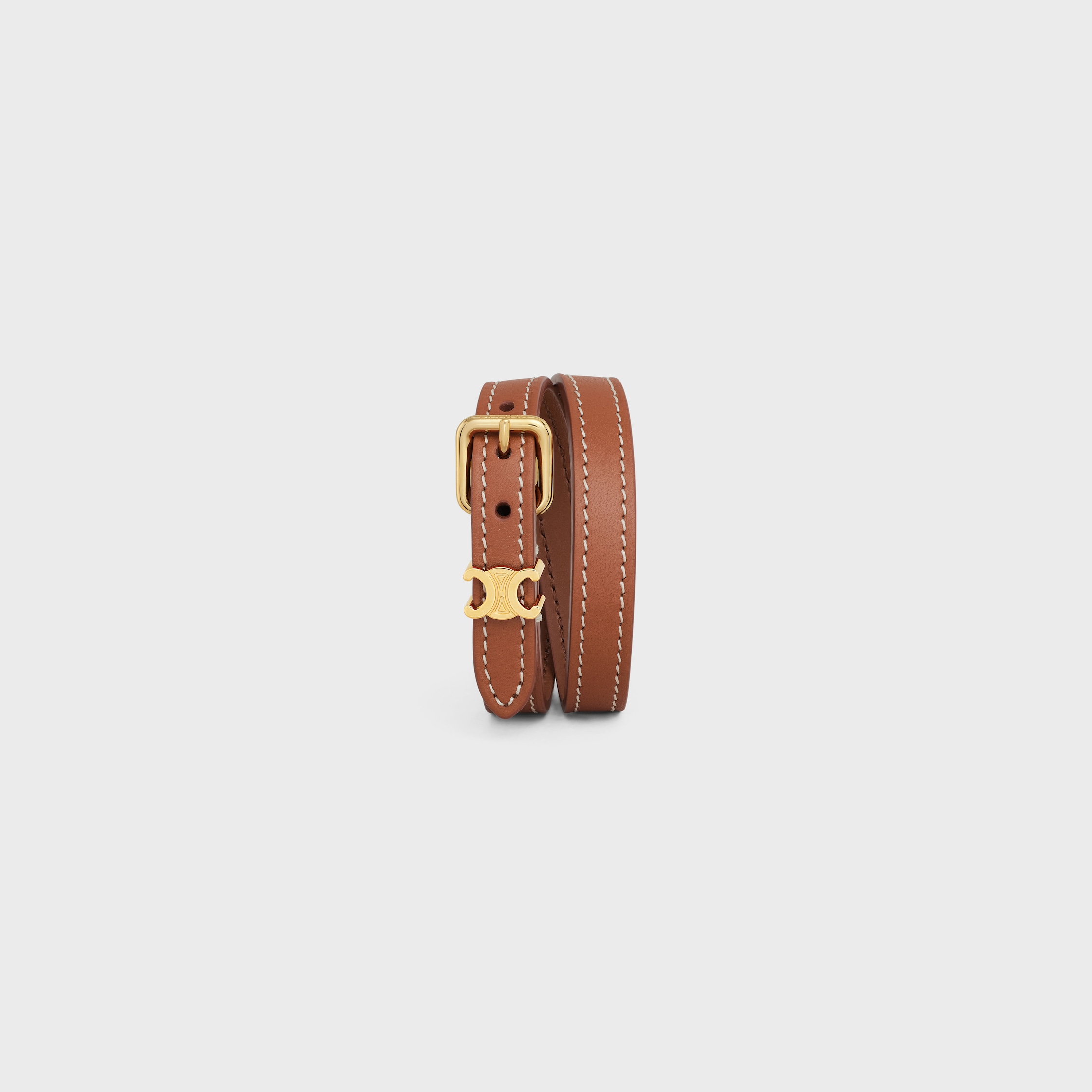 Les Cuirs Celine Double Bracelet in Calfskin and Brass with