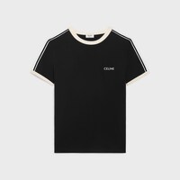 celine regular t-shirt in cotton jersey - BLACK / CREAM -  - 1 | CELINE