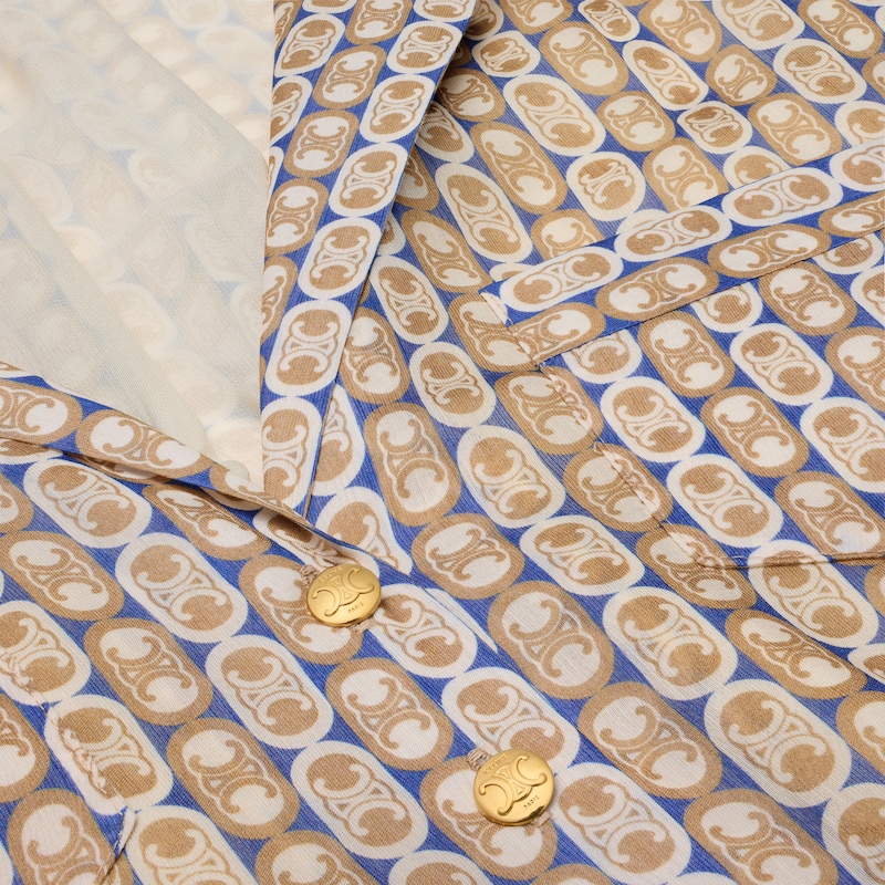 long shirt dress IN wool silk etamine - BLUE/SAND/BEIGE -  - 1 | CELINE