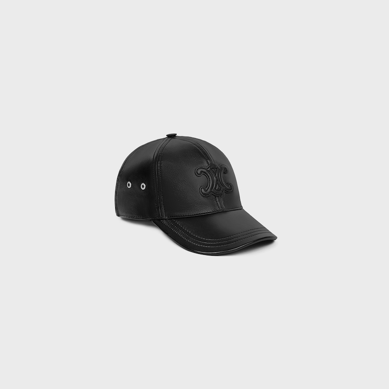 triomphe baseball cap IN LAMBSKIN - BLACK -  - 1 | CELINE