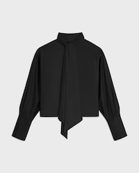 cropped lavalliere shirt IN silk twill - BLACK -  - 1 | CELINE