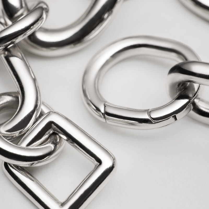 CHARMS MODERN THIN GOURMETTE IN BRASS WITH RHODIUM FINISH - SILVER -  - 1 | CELINE