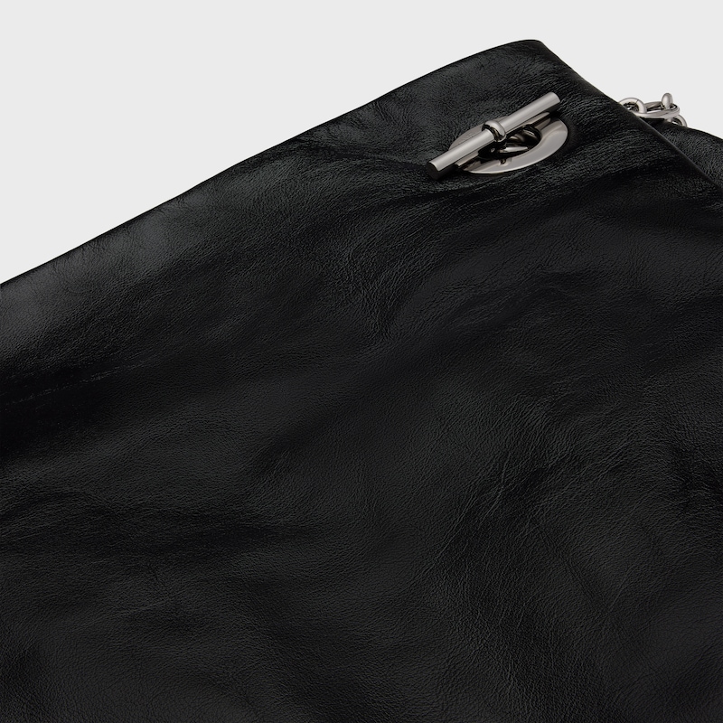 midi skirt IN calfskin - BLACK -  - 1 | CELINE