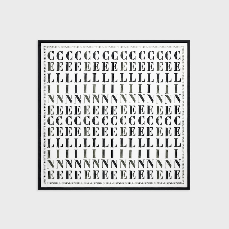 square IN silk twill - OPTIC WHITE/BLACK -  - 1 | CELINE