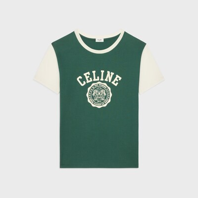 CELINE 블라종 레귤러 티셔츠 - 코튼 저지 - MOSS GREEN / WASHED WHITE -  - tileIndex | CELINE