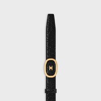 Medium 25MM Reversible Celine Alix Belt  IN PYTHON EMBOSSED CALFSKIN & CROCODILE EMBOSSED CALFSKIN - BLACK -  - 1 | CELINE