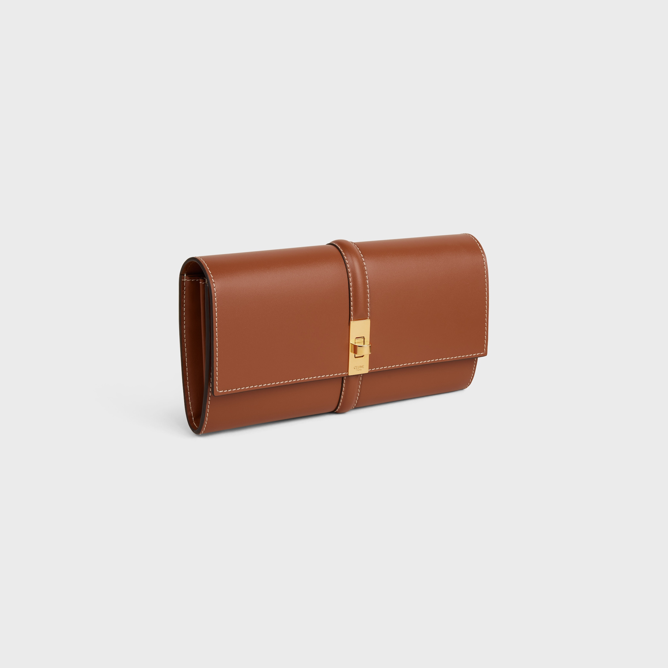【直営】CELINE コンティ ラージウォレット サプルカーフスキン ラージウォレット 16（セーズ） / サテンドカーフスキン - タン