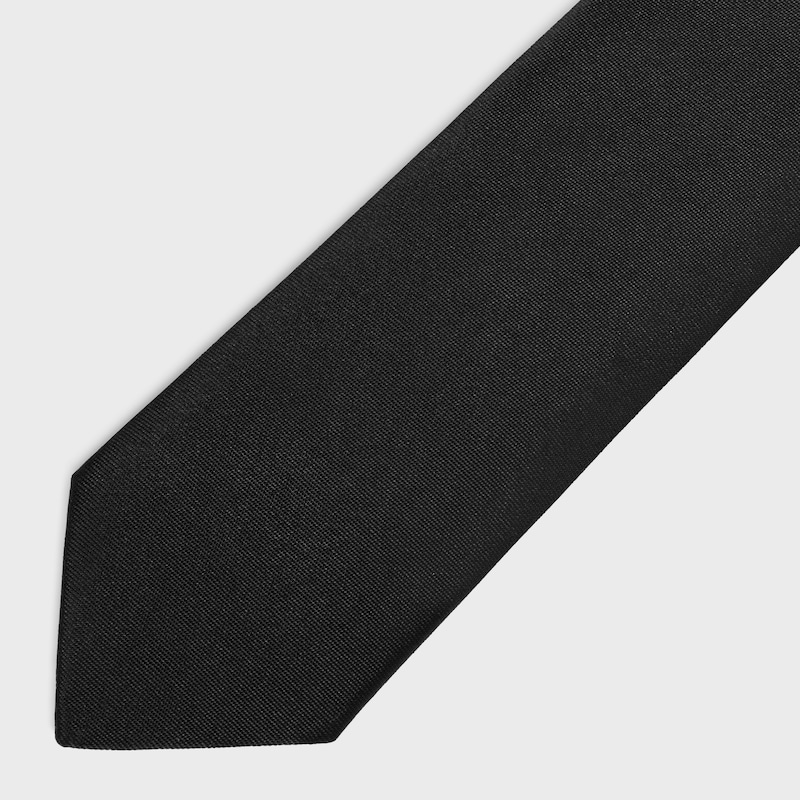cravate satin de soie uni - Noir -  - 1 | CELINE