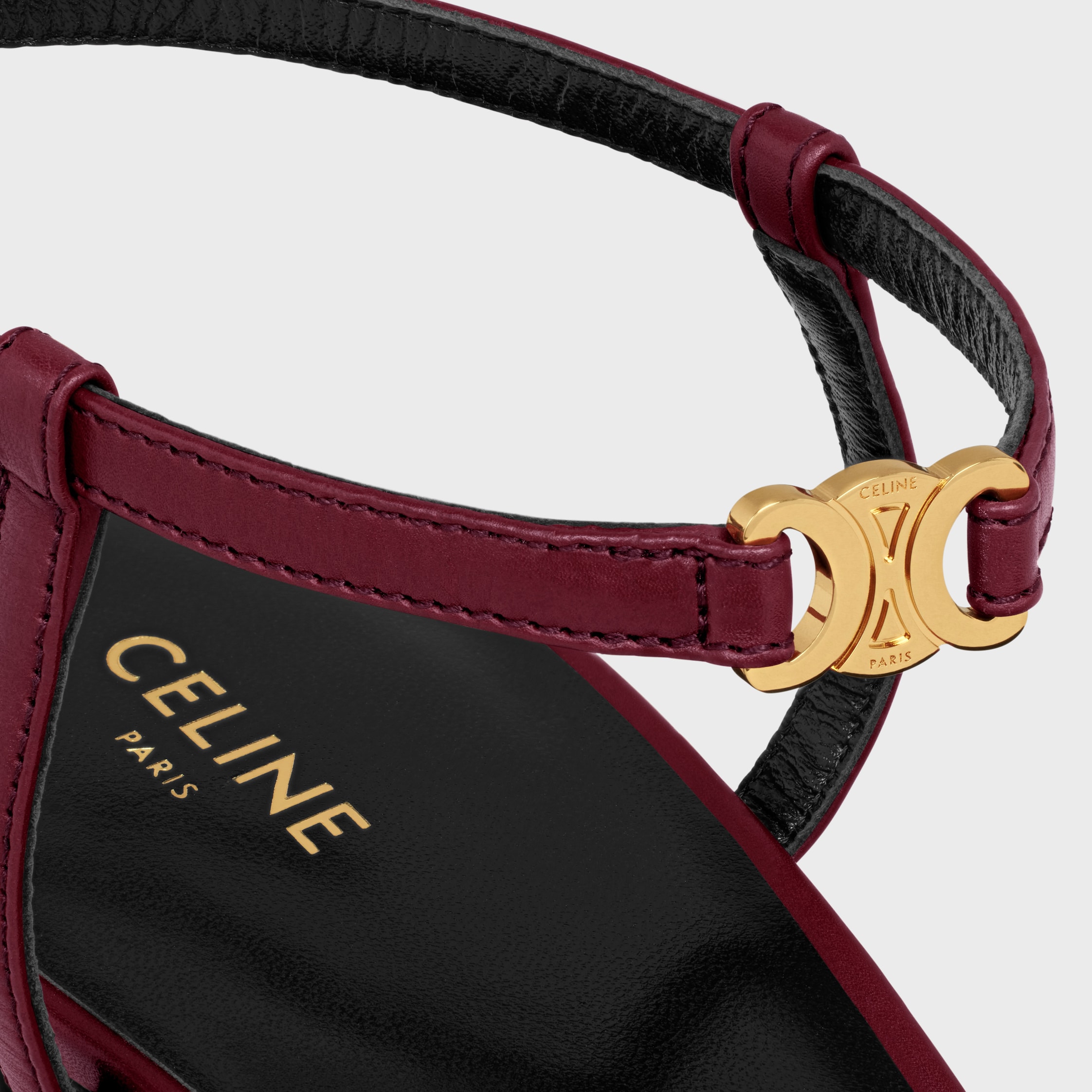 CELINE KITTEN - TRIOMPHE STRAP PUMP IN LAMBSKIN - BURGUNDY | CELINE