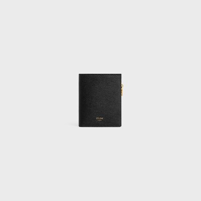 COMPACT WALLET TRIOMPHE CHARMS IN GRAINED CALFSKIN - BLACK - GIFT FINDER - 1 | CELINE