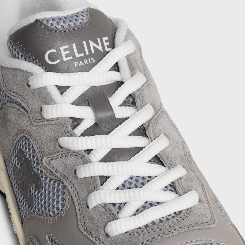 RUNNER SNEAKER IN CALFSKIN, SUEDE CALFSKIN AND MESH - GREY / ECRU -  - 1 | CELINE