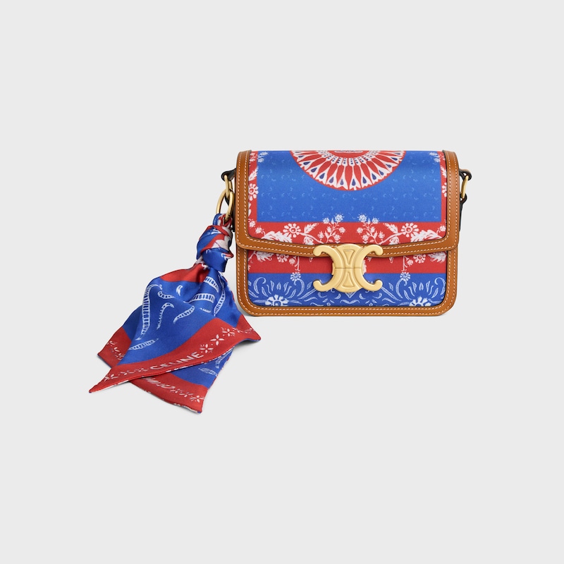 TEEN TRIOMPHE IN SILK AND NATURAL CALFSKIN - NAVY / RED - TRIOMPHE - 1 | CELINE