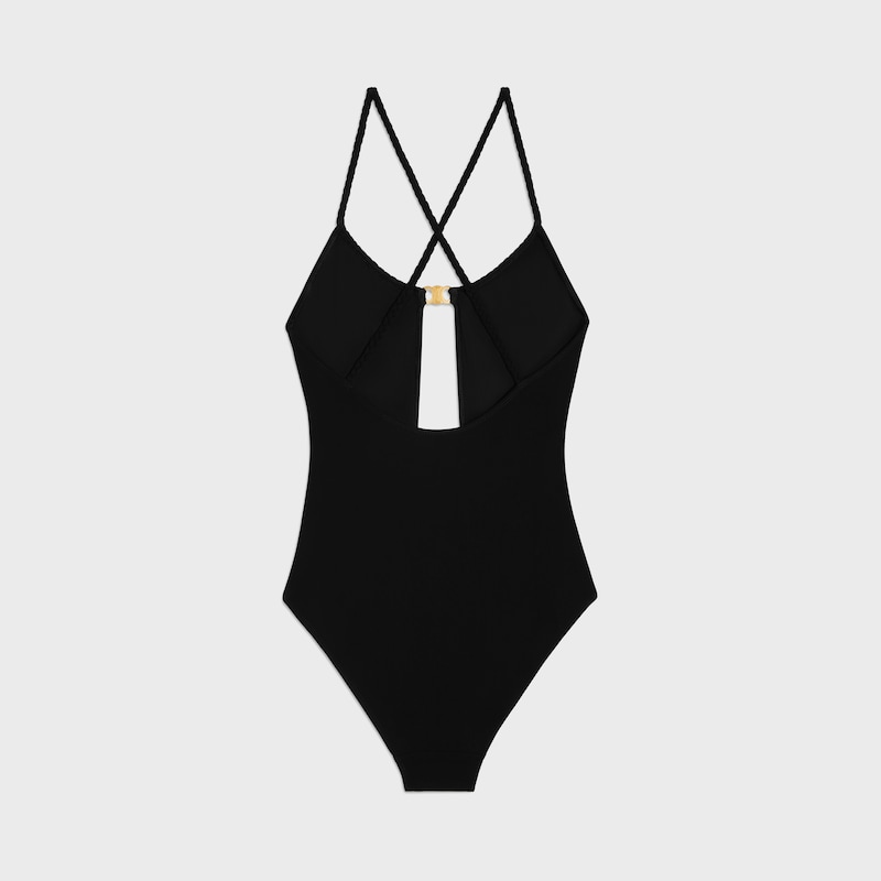 triomphe swimsuit in matte jersey - BLACK -  - 1 | CELINE